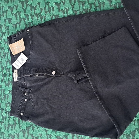 Madewell Nordstrom High Rise Black Jeans W30 Vintage New W/Tags Wide Leg Crop - Picture 3 of 6